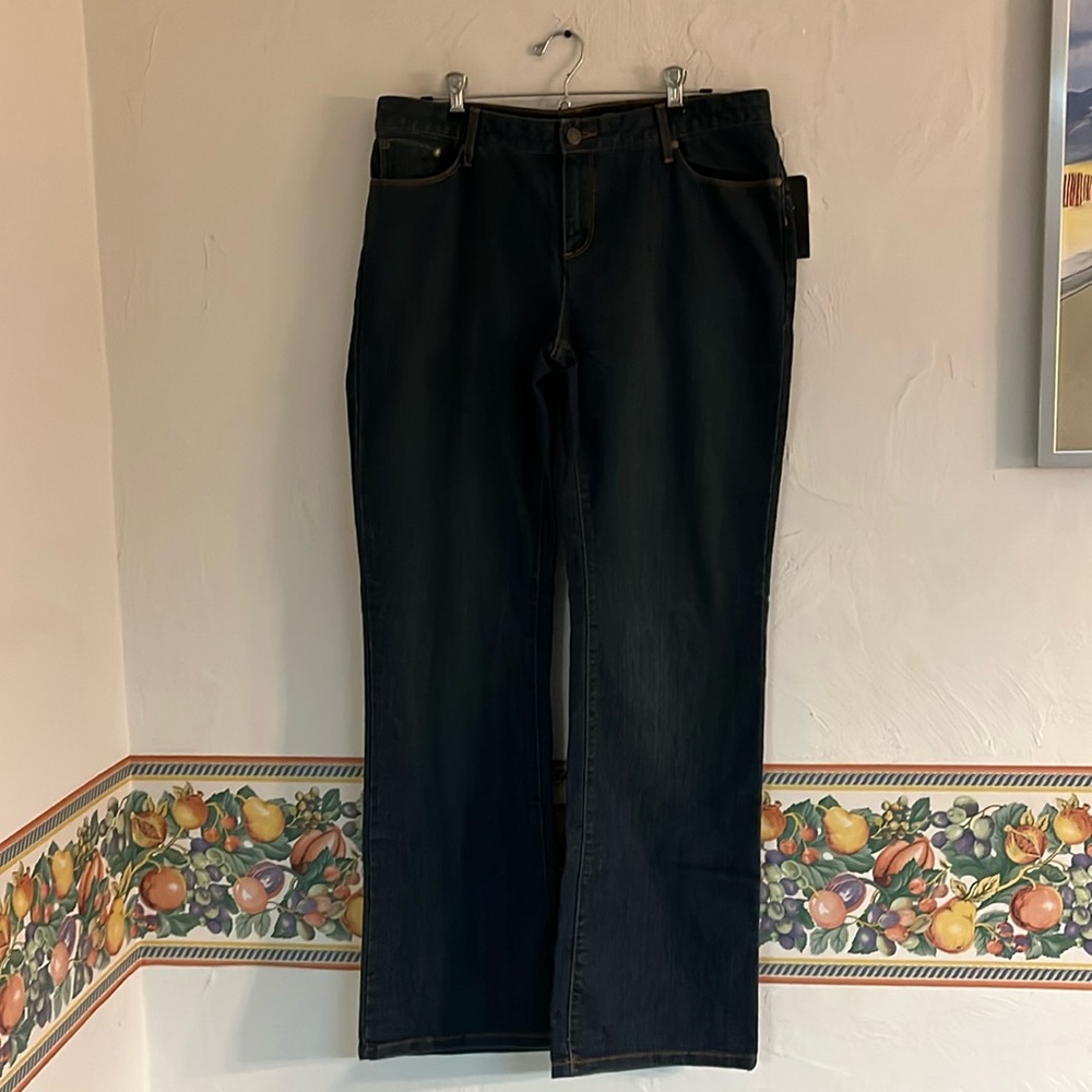 Nicole by Nicole Miller Premium Denim Wide Leg Jeans, Size 12, Indigo Wash, NWT